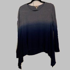 Long Sleeved Grey to Blue Ombre Top w/ Thumb Holes